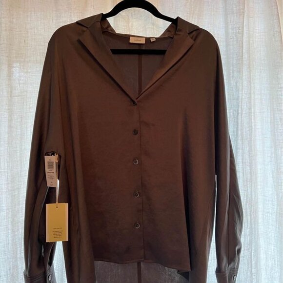 Aritzia / Wilfred Freeform Satin Button Up Shirt - size S - Grey - Picture 3 of 5